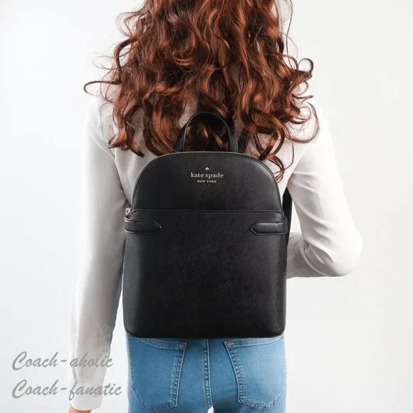 Kate Spade NY Black Saffiano Leather Medium Size Backpack NWB Kate Spade Staci Dome Backpack Black Saffiano Leather  main image 3